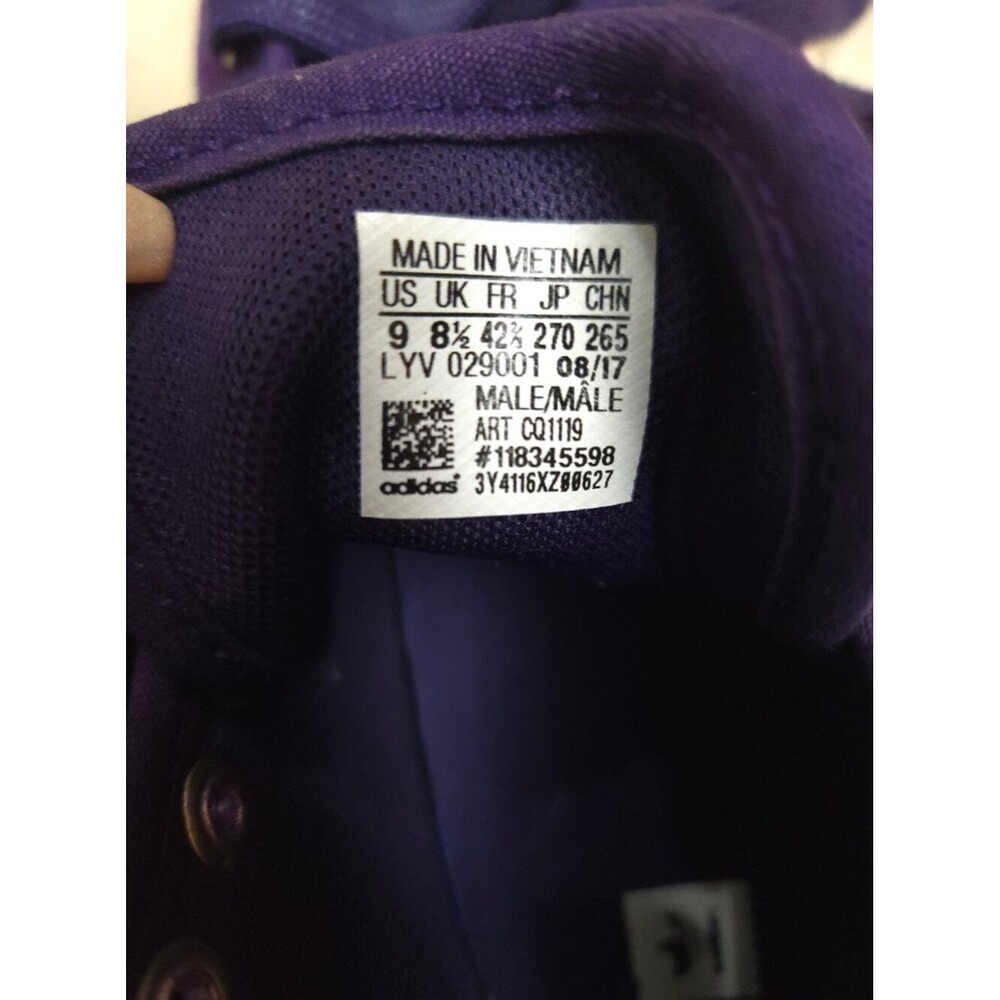 Adidas Men's Matchcourt High RX Na-Kel Smith Purple Velvet Sneaker Size 9 - Picture 7 of 9